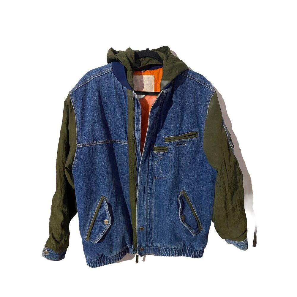 Faded Glory Vintage Boy’s Denim Windbreaker Jacket Size XL 18 Blue Green